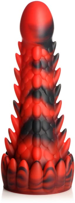 Demon Rising - Schubben Draak Siliconen Dildo - Rood/Zwart — thumbnail 2