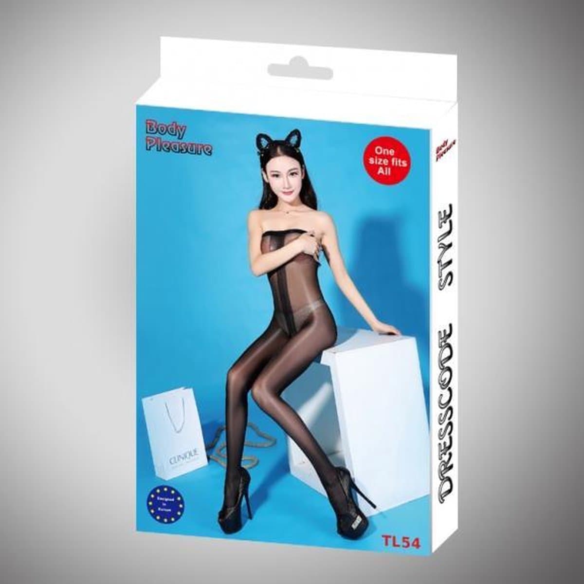 Body Pleasure TL54 Strakke Open Schouder Bodystocking – One Size – Cadeaubox — afbeelding 1