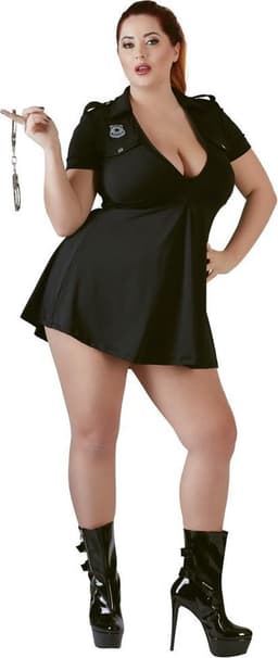 Cottelli Plus Size – Politie Mini Jurk met Lage Halslijn voor het Perfecte Rollenspel – Maat L – Zwart — thumbnail 3