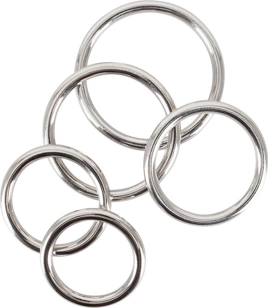 Bad Kitty – 5 Delig RVS Penis Ringen Set voor de Perfecte Cock Training - Zilver — afbeelding 1