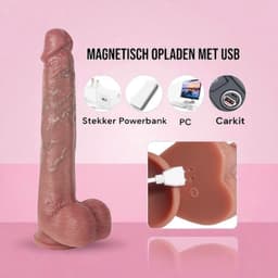 BUM BLING® Verwarmende Vibrator - Realistische Dildo - Vibrerende Dildo met Zuignap - Roze/Beige - Met Stootfunctie — thumbnail 7