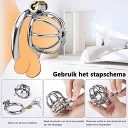 DOWO® - Mini Locker - Kuisheidskooi - Chastity cage - Peniskooi - Hemisferisch - Staal - 50 mm — thumbnail 5