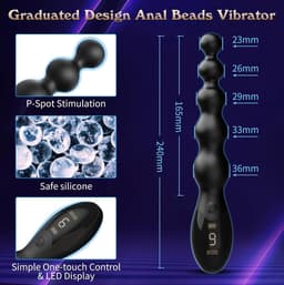 Lzwintrading - Anal Beads - Buttplug Vibrator - Siliconen Butt Plug Dildo met 9 Vibratie Standen - Vibrators voor Vrouwen en Mannen - Prostaat Stimulator - Clitoris Stimulator - Sex Toys voor Koppels - Anale Speeltjes Ballen - Anale Kralen Plug — thumbnail 7