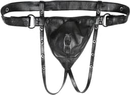LekkerStout PU Lederen Jockstrap - Verstelbaar - Zwart - Sexy Herenlingerie - | S-L | ( LS095 ) — thumbnail 1