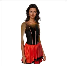 Sexy Spaanse Flamingo Verkleedjurk Met Hot Korset achtig Topje – Rood & Zwart – Strapless Carnaval Kostuum – Complete Outfit voor Feest & Rollenspel – Maat Medium — thumbnail 3
