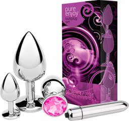 Metalen Buttplug Set Voor Mannen en Vrouwen – Butt Plug - Roze — thumbnail 1