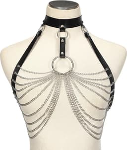 Full Body Harness Leather Belt With Chains | Verstelbaar Harnas met ketting | Sexy Waist Goth Accessories — thumbnail 9