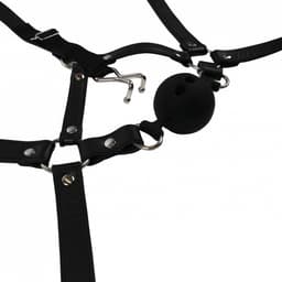 Hoofdharnas met ademende ball gag en neus haken - Zwart — thumbnail 4
