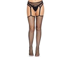 Net stockings with garter belt