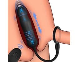 Anale telescoop vibrator mannen - Inclusief cockring - Penisring en vibrator - Thrusting vibrator - Heren - 6 vibratiestanden - USB Oplaadbaar - Afstandsbediening