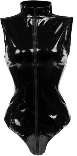 Porno bodysuit Latex vrouwen - Wetlook - Open kruis functie - Erotische catsuit - Turn pakje - Mini jumpsuit — thumbnail 5