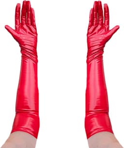 BamBella® - Handschoenen Datex (Mix stof en LATEX Rood Sexy fetish erotiek erotische lingerie accessoire - onesize — thumbnail 1