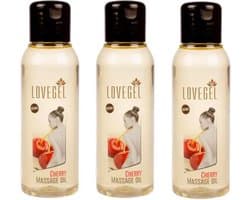 Lovegel - Erotisch massage olie - Kers - 100 ml - 3 Stuks