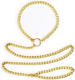 Nooitmeersaai - Metalen gouden halsband met ketting — thumbnail 1