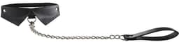 Ouch! Exclusieve Lederen Halsband met Kraagje en Schakelriem met Lus – Zwart — thumbnail 1