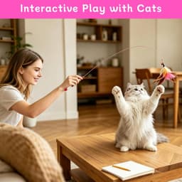 10 Stuks Interactief Kattenspeelgoed met Veren, Meerkleurig Speelgoed voor Katten 90 cm, Flexibele Kattenhengelset met 2 Hengels en 8 Hangers met Veren met Belletjes voor Katten — thumbnail 5