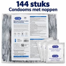 condooms 144 stuks – noppen condooms – grootverpakking condooms – condooms 52mm – condooms met glijmiddel – FITONE® — thumbnail 1
