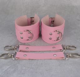 Seductive Angel’s PAVLOVA PINK – Vegan Leren Body Harness met Handboeien – Festival, Rave & Halloween Outfit — thumbnail 3