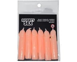 Penisvormige Kaarsen Set van 6, beige
