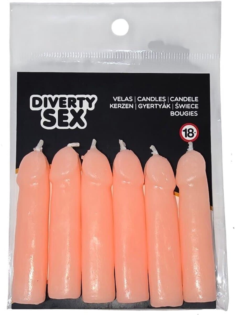Penisvormige Kaarsen Set van 6, beige — afbeelding 1