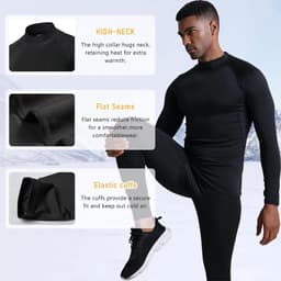 Thermo-onderhemd voor heren, warm, ademend, met lange mouwen, winter, functioneel ondergoed, skiondergoed, flexibel, zacht, thermoshirt voor outdoor sport — thumbnail 2