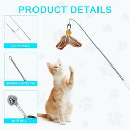 Interactieve kattenhengel met schaalbare stangen, kattenspeelgoedstaaf met veren voor kittens of katten — thumbnail 3