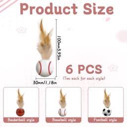 6 stuks springende kattenbal met veer, interactief kattenspeelgoed, veer, springballen voor katten, springballen voor interactief, training, jagen, slaan — thumbnail 4