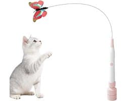 kattenspeelgoed, kattenspeelgoed, kattenhengel met zuignappen, 360 graden draaibaar, kattenspeelgoed, zelfbezigheid, natuurlijk interactief kattenspeelgoed voor katten (roze en