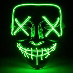 LED Halloween-masker in Purge-stijl, regelbare verlichting en oplichtend gezicht – Kostuum voor heren en dames voor Halloween, carnaval en verkleedfeesten (kleurenkeuze) — thumbnail 1