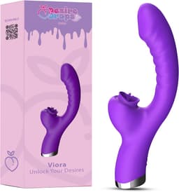 Desiredrops - Paars Dubbele Penetratie Vibrator - Luchtdruk Vibrator - Clitoris & G Spot stimulator - Krachtig - Vibrators - Vibrators voor vrouwen - Sex toys - Vibrator-Discreet Bezorgde -Licking Sucking - sex speeltjes vrouw — thumbnail 1