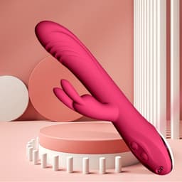 Luxe Konijnen Vibrator - Duo Stimulatie Dildo met G-Spot & Klitoris Functie - Waterdichte G-Spot Vibrator - Magnetisch Oplaadbaar & Stil - 22.5cm - Zacht Zilver & Roze - Inclusief Discret Bezorging — thumbnail 3