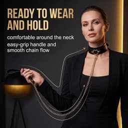 Halsketting met riem voor dames, choker met gouden hartvormige hanger en ketting van 86 cm, gothic punk accessoire van PU-leer en metaal, geschikt voor festivals en avonden — thumbnail 3