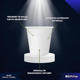 Bio Prime - Pack of 100 - Paper Water Cups 200 ml - Biodegradable Cups - for Hot Drinks, Water and Drinks - ShopVlot — thumbnail 2