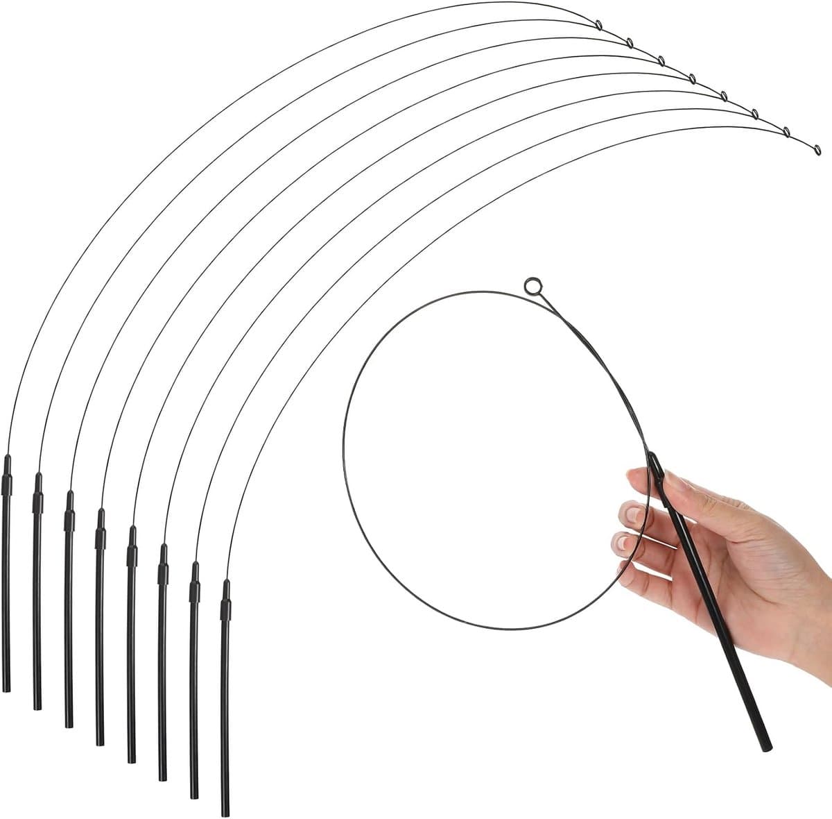 8-delige kattenveerspeelset, interactief kattenspeelgoed van 80 cm staaldraad, kattenveerspeelset voor huiskatten, kattenspeelgoed met veren — afbeelding 1