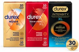 Durex XL Condoom Variatiebundel – Nude XL + Thin Feel XL + Intensity XL – 30 Condooms – 3x 10 Stuks — thumbnail 1