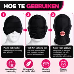 BDSM Masker - Seks Masker - Bondage Masker - Fetish Masker - Erotisch Masker - Zwarte Bivakmuts met Mondopening - Unisex — thumbnail 5