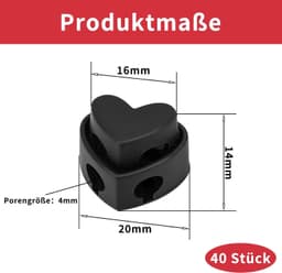 40 stuks koordstoppers 2 gaten 4 mm nylon — thumbnail 2
