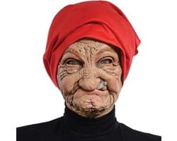 Realistisch 22x11 inch Oude Man Masker met Hoofddoek voor Halloween, Kostuumfeest en Cosplay, Perfect voor Carnaval en Verkleedpartijen