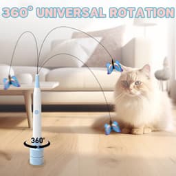 Kattenspeelgoed, kattenspeelgoed, kattenhengel met zuignappen, 360 graden draaibaar, kattenspeelgoed, zelfbezigheid, natuurlijk interactief kattenspeelgoed voor katten (blauw en — thumbnail 2