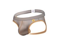 Sexy Ice Silky Jockstrap - Grijs met Gouden Details - Zijdezacht & Verleidelijk - Maat L | LS108