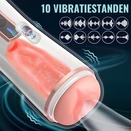 JustFun Masturbator Automatisch - 10 Vibratiestanden - Blowjob Simulator - Sex Toys voor Mannen - Pocket Pussy - Wit — thumbnail 3