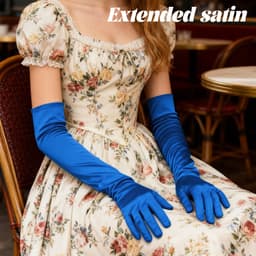 Lange dames handschoenen - extra lange satijnen stretch satijnen handschoenen - vintage feest dameshandschoenen - bruidshandschoenen - geschikt voor bruiden bruiloft opera theekransje — thumbnail 2