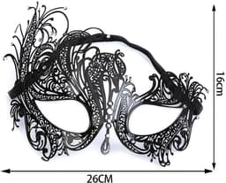 Venetiaans masker - Elegant zwart metalen masker - Met glinsterende strass steentjes - 26 × 16 CM - Luxe Masker Dames - Oogmasker - Maskerade - Gala Feest - Sexy Maskers - Verkleedkleding - Zwart — thumbnail 3