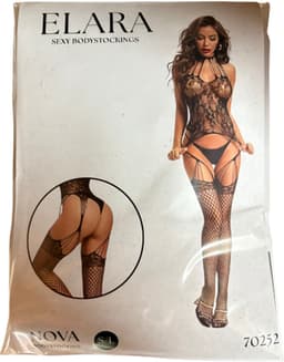 Elana - Nova - Bodystocking Jarretel-Look - Hoog Uitgesneden - Erotische Lingerie met Open Kruis - Catsuit - S t/m XL - Sexy Dames Lingerie - Bodysuit — thumbnail 7