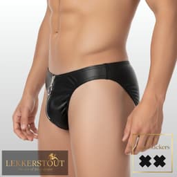Heren Slip Wetlook met Rits Voorzijde - BDSM - PU Leder - Sexy Herenlingerie - Maat M | LS241 — thumbnail 2