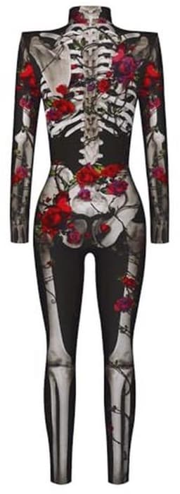 Halloween Jumpsuit Dames Skelet Kostuum 3D-Print Lange Mouwen Skinny Catsuit — thumbnail 5