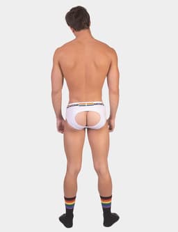 Barcode Berlin Backless Brief Pride White - MAAT XXL - Erotisch Heren Ondergoed - Slip voor Man - Sexy mannen Slip — thumbnail 3