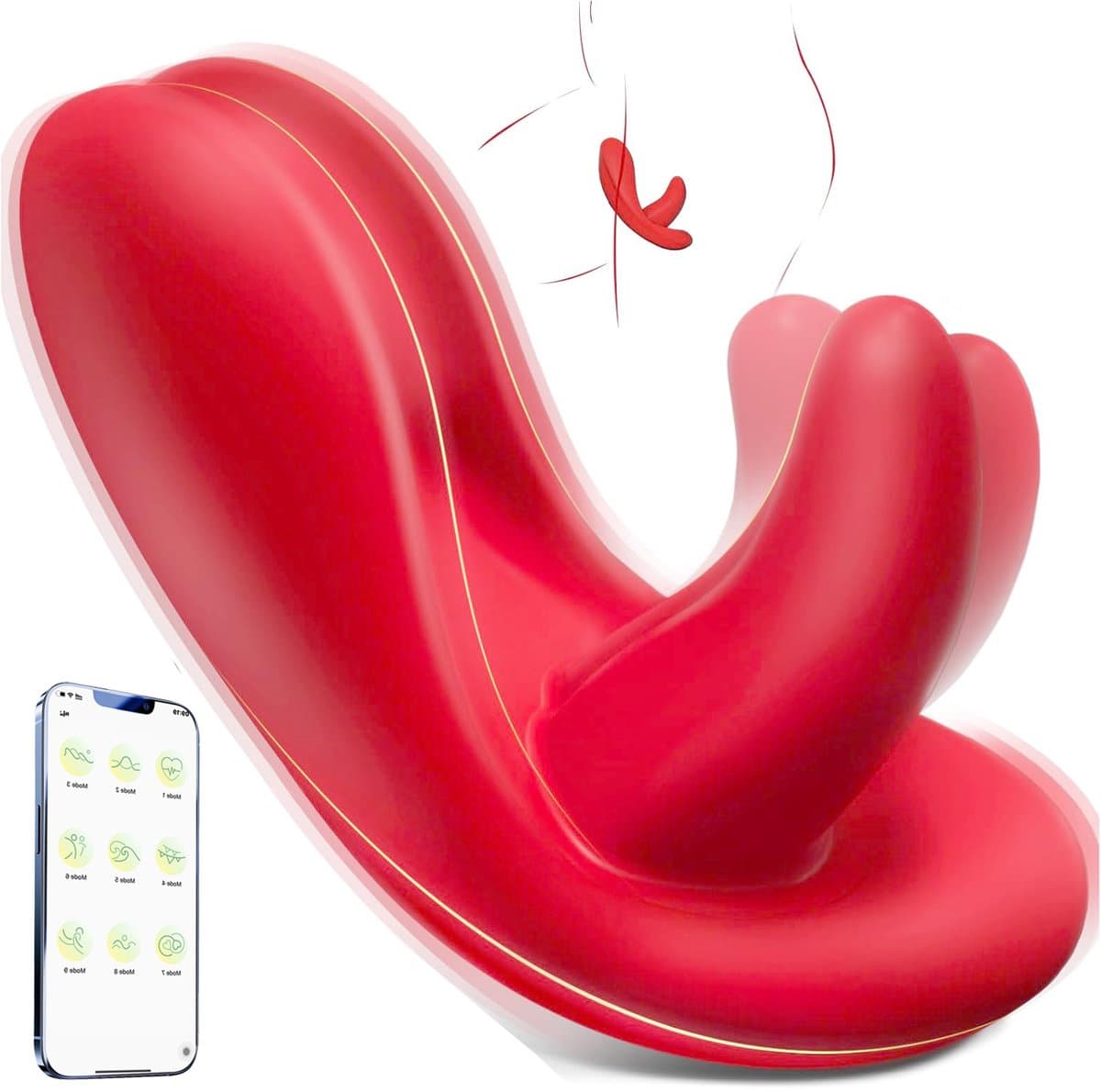 Daity Couple Vibrator for Women – Tongue-Inspired Stimulation & Silent Motor – Smart APP Sex Game Toy – rood — afbeelding 1