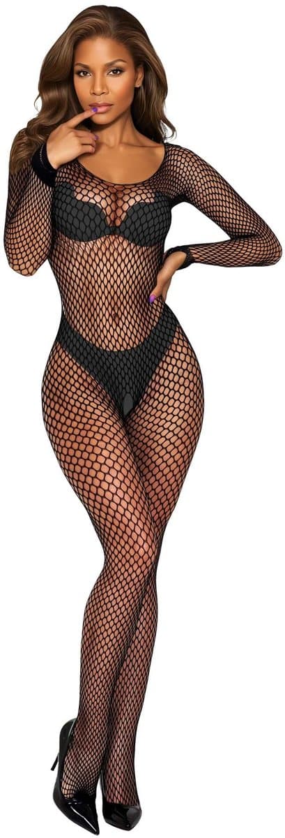 Bodystocking 2061 black – Onesize S t/m L - Verfijnde Zwartheid — afbeelding 1