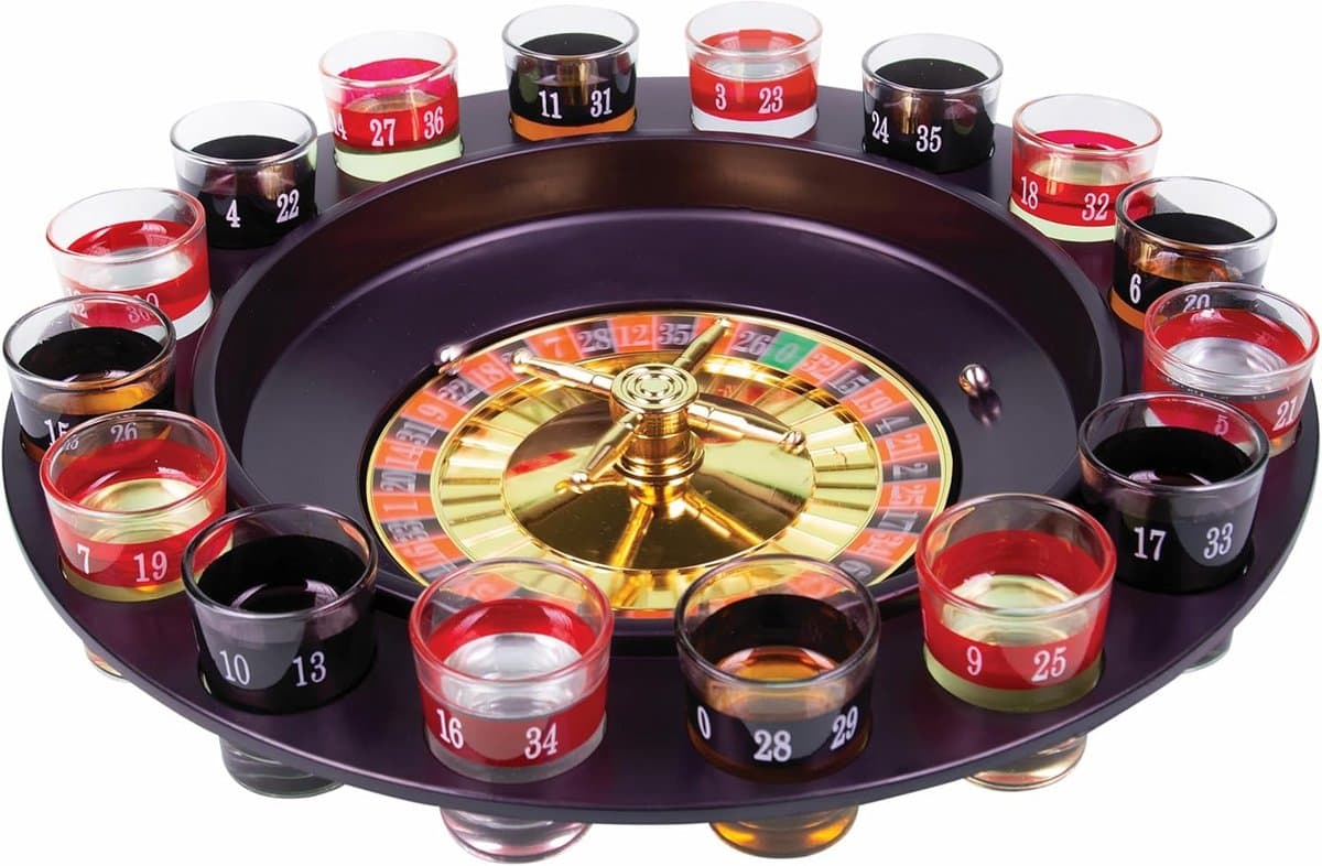 Shotjes Roulette Spel - Drinkspel met Draaiwiel en Glazen — afbeelding 1